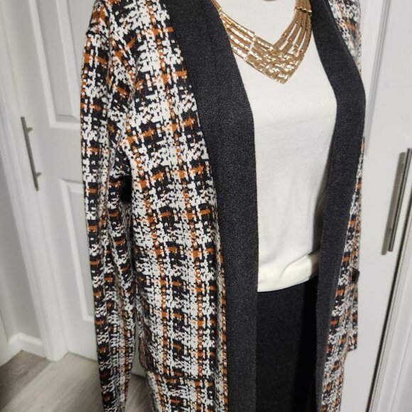 Christian Siriano Open Front Plaid Duster Sweater Sz Small - Picture 8 of 9